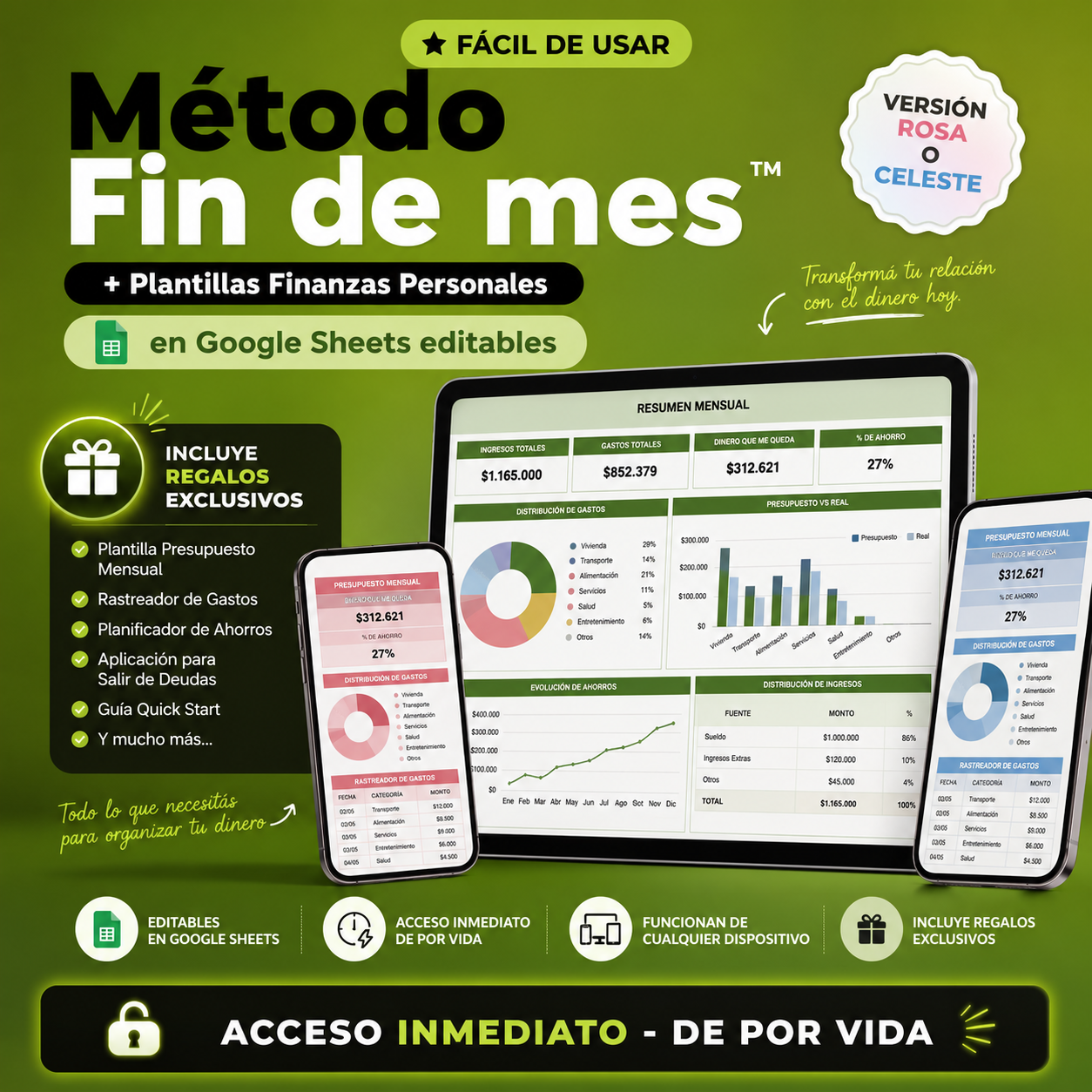 Metodo Fin de mes™ + Plantillas de finanzas personales en Google Sheets
